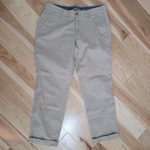 Eddie Bauer Women's 10 Khaki Legend Wash Capri Cuffed Pants High Waist 5 Pocket